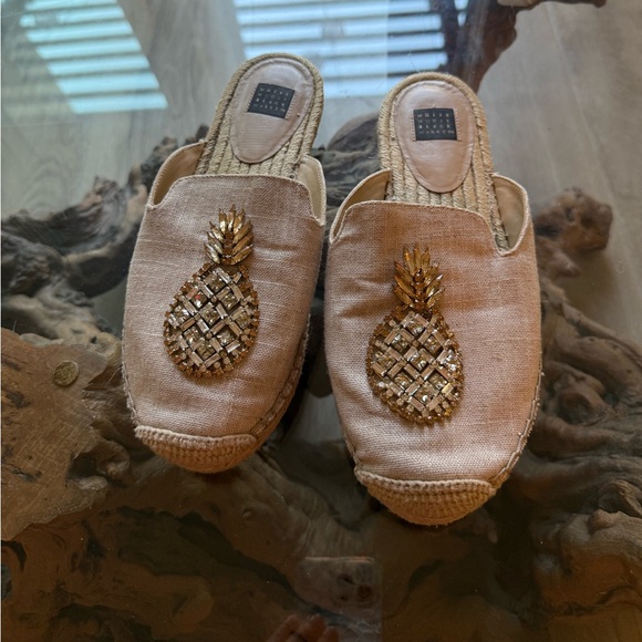 WHBM Pineapple Espadrille Slides Slippers - Picture 5 of 9